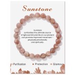 Sunstone Gemstone Stretchy 8mm Ball Bracelet With Message Card (55mm)
